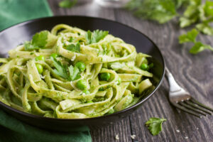 Green Pea Pesto Pasta with Lemon Olive Oil Recipe