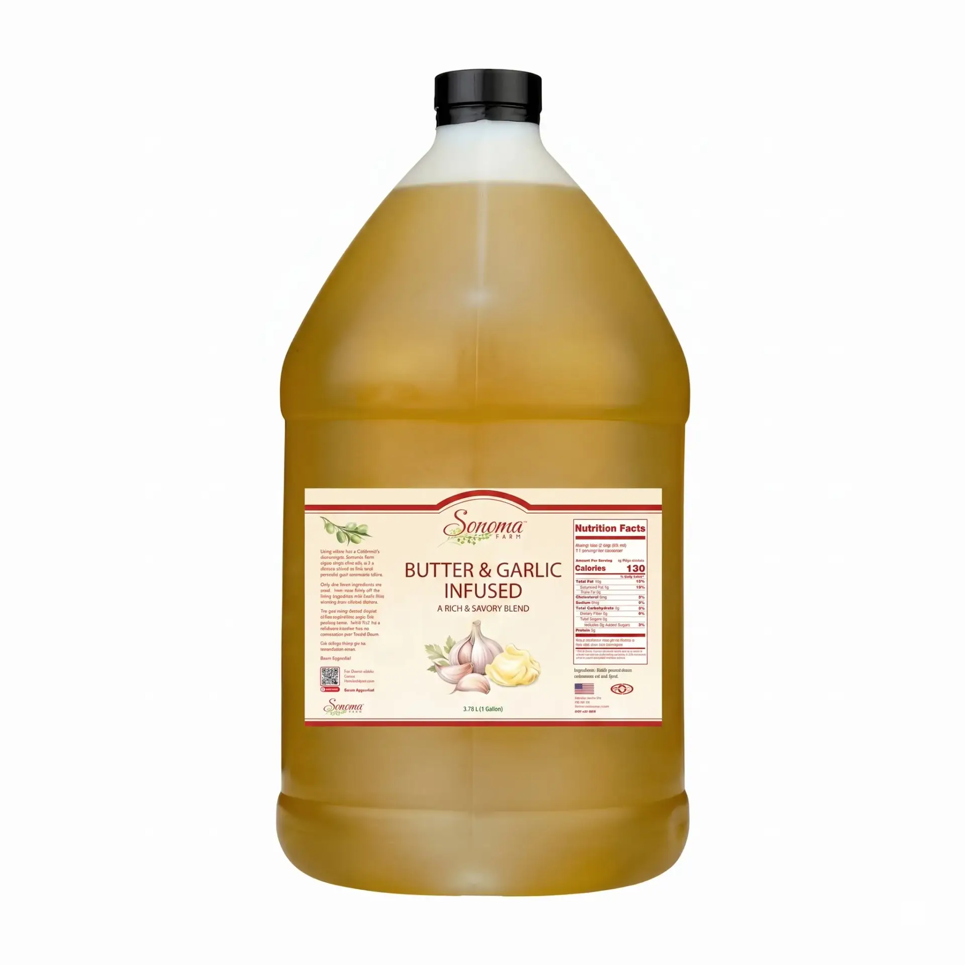 Garlic and Butter Infused Extra Virgin Olive Oil - 1 Gallon