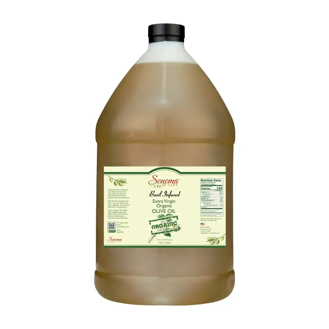1 gallon of organic basil extra virgin olive oil