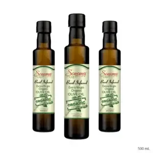Three Pack of Organic Basil Extra Virgin Olive Oil - 500 mL Bottles