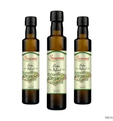 Three Pack of Organic Butter Extra Virgin Olive Oil - 500 mL Bottles
