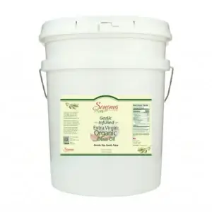 5 Gallon Pail of organic garlic extra virgin olive oil