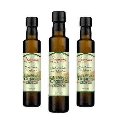 Three Pack of Organic Garlic and Butter Extra Virgin Olive Oil - 500 mL Bottles