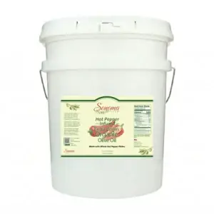 5 Gallon Pail of organic hot red pepper extra virgin olive oil