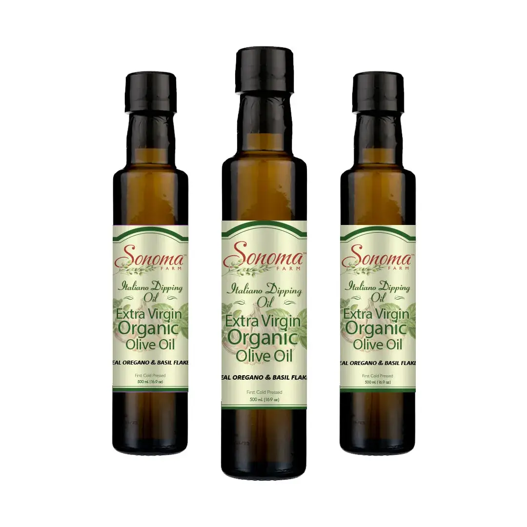 Three Pack of Organic Italiano Dipping Oil Extra Virgin Olive Oil - 500 mL Bottles