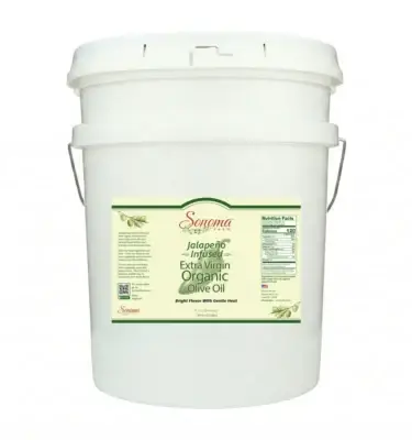 5 Gallon Pail of organic Jalapeno extra virgin olive oil