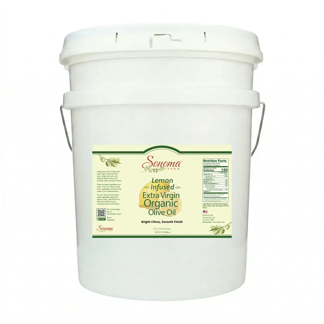 5 Gallon Pail of organic lemon extra virgin olive oil