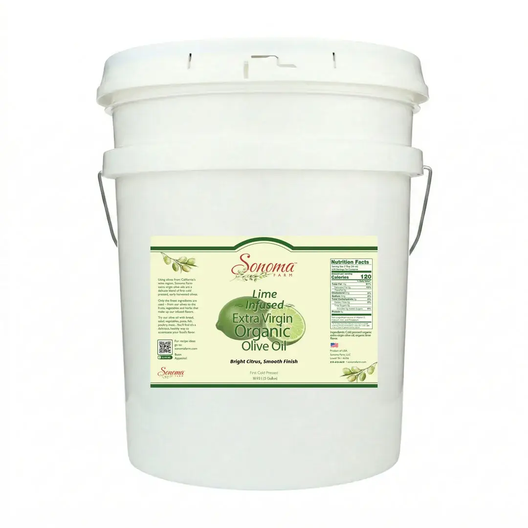 5 Gallon Pail of organic lime extra virgin olive oil