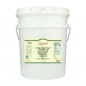5 Gallon Pail of organic rosemary and basil extra virgin olive oil