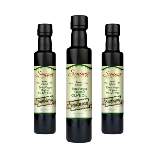 3 Pack of Organic Smoky Bacon Infused Olive Oil - 250ml