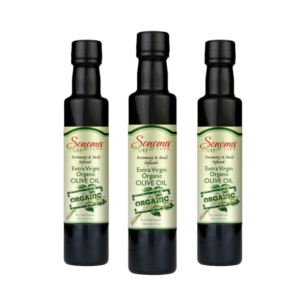 Set of 3 Rosemary and Basil Organic Olive Oil - 250ml