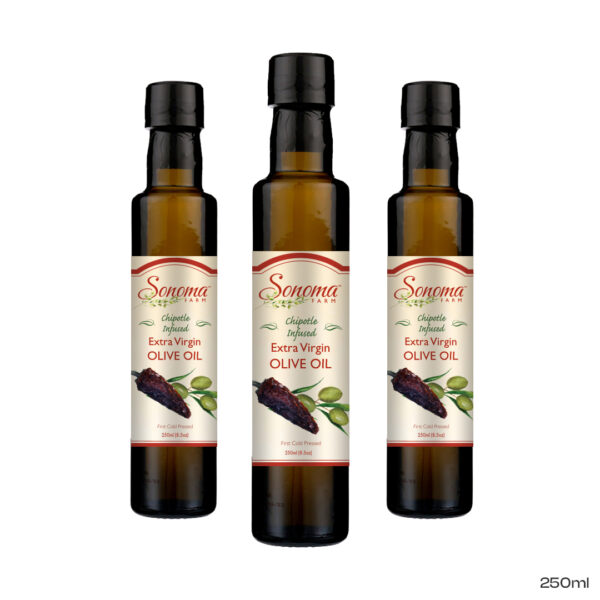3 250 ml bottles of chipotle olive oil