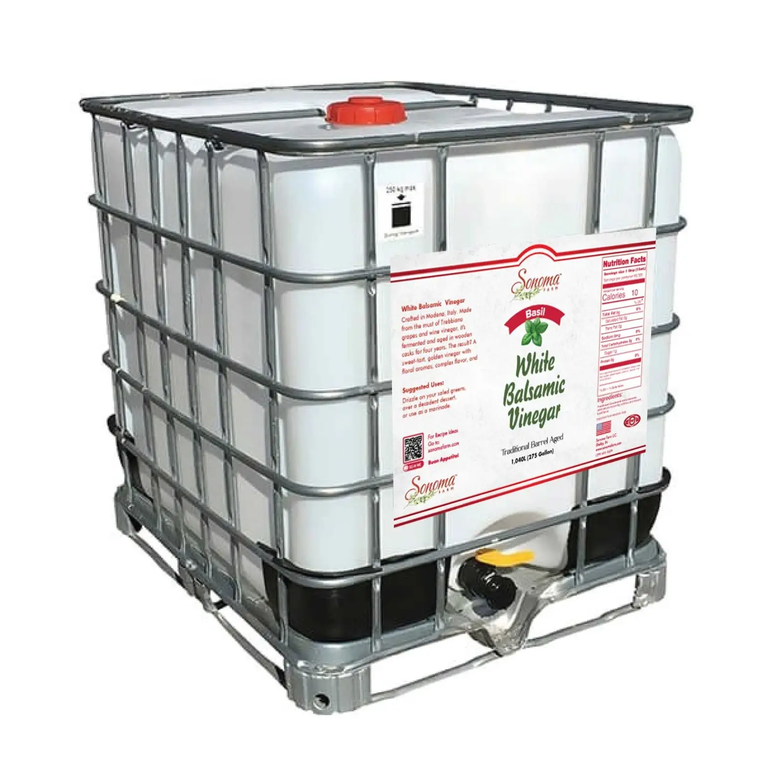 Sonoma Farm Basil Infused White Balsamic Vinegar - 275 Gallon Industrial Tote
