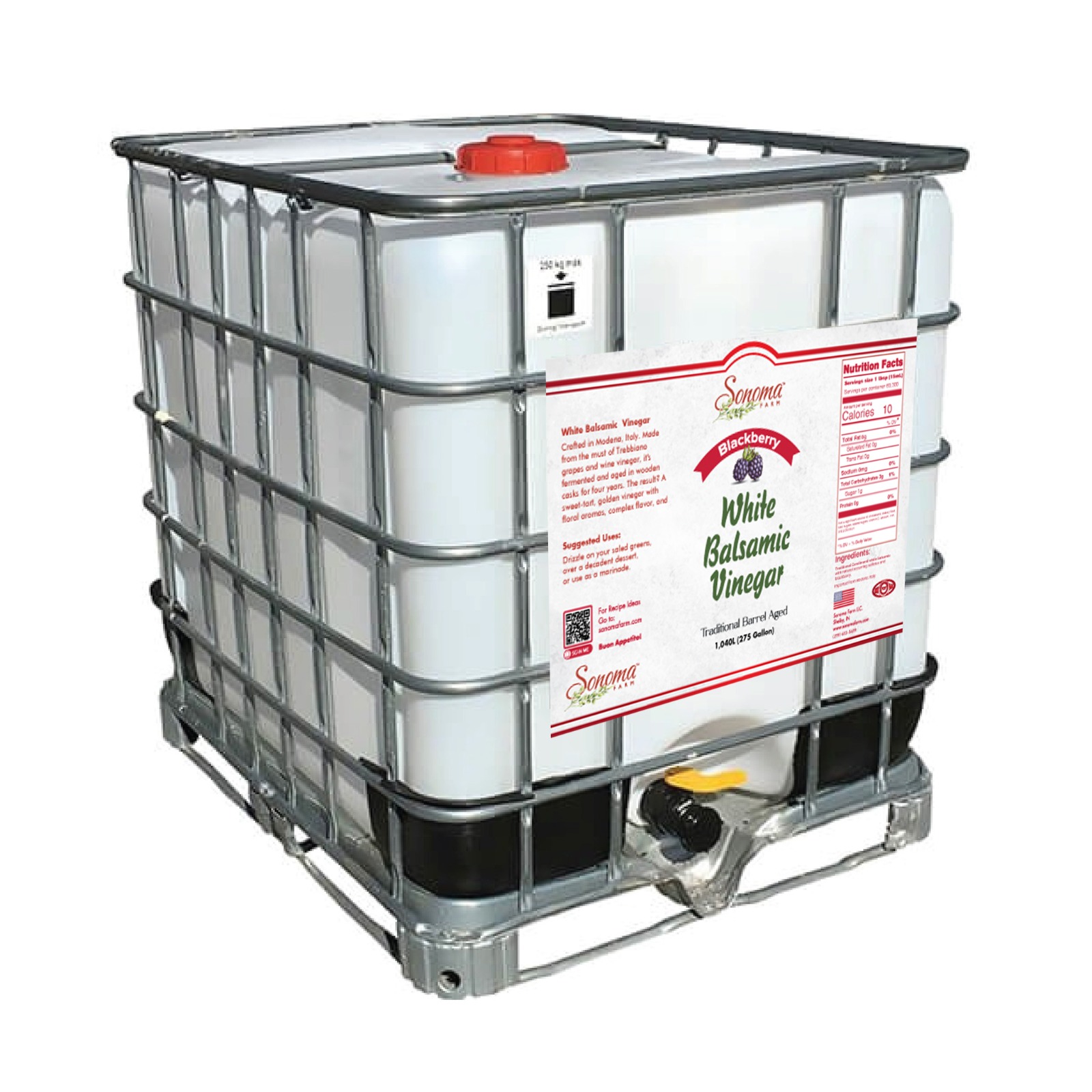 275 Gallon Tote of Sonoma Farm Blackberry Infused White Balsamic Vinegar