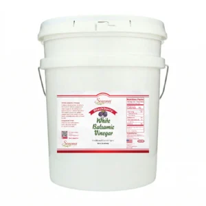 5 gallon container of Blackberry Infused White Balsamic Vinegar Glaze from Sonoma Farm