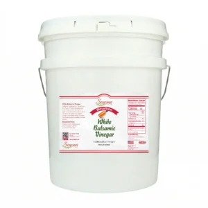 5 gallon container of Bourbon Infused White Balsamic Vinegar Glaze from Sonoma Farm
