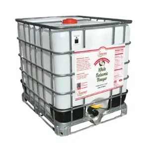 275 gallon industrial tote of Coconut Infused White Balsamic Vinegar from Sonoma Farm