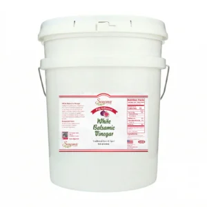 5 gallon container of Fig Infused White Balsamic Vinegar Glaze from Sonoma Farm