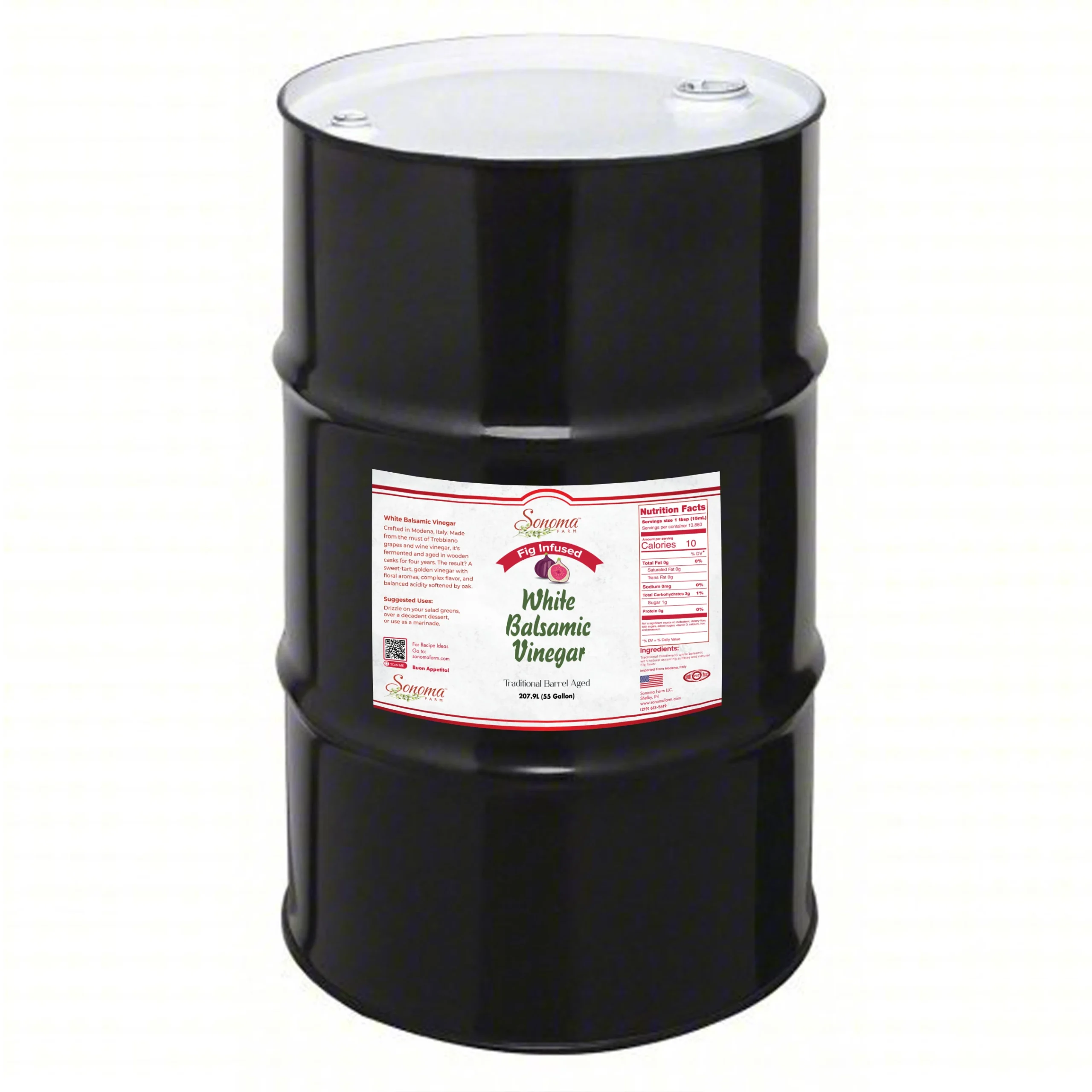 55 gallon drum of Fig Infused White Balsamic Vinegar from Sonoma Farm
