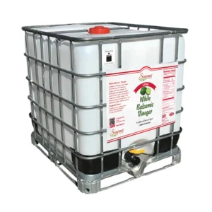 275 gallon industrial tote of Lime Infused White Balsamic Vinegar from Sonoma Farm