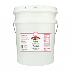 5 gallon container of Lime Infused White Balsamic Vinegar Glaze from Sonoma Farm