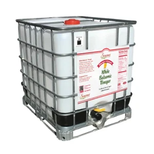 275 gallon industrial tote of Mango Infused White Balsamic Vinegar from Sonoma Farm
