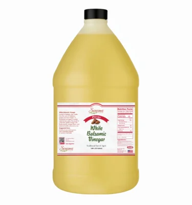 1/2 gallon container of Pecan Infused White Balsamic Vinegar Glaze from Sonoma Farm