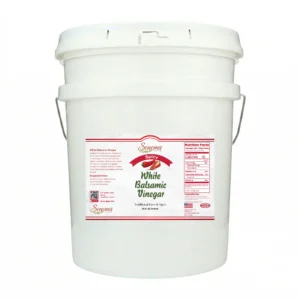 5 gallon container of Spicy Infused White Balsamic Vinegar Glaze from Sonoma Farm