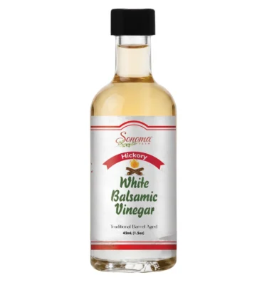 44ml sample bottle of Hickory Infused White Balsamic Vinegar from Sonoma Farm