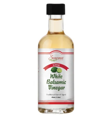 44ml sample bottle of Lime Infused White Balsamic Vinegar from Sonoma Farm