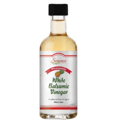 44ml sample bottle of Pineapple Infused White Balsamic Vinegar from Sonoma Farm